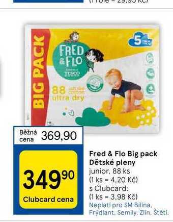 Fred & flo big pack dětské pleny junior, 88 ks