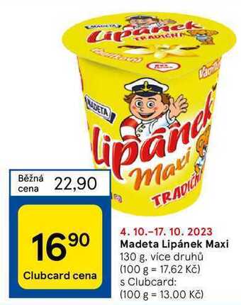 Tesco Madeta lipánek maxi 130 g nabídka