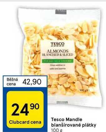 Tesco Tesco mandle blanšírované plátky 100 g nabídka
