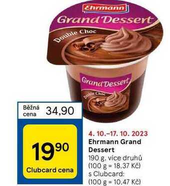 Tesco Ehrmann grand dessert 190 g nabídka
