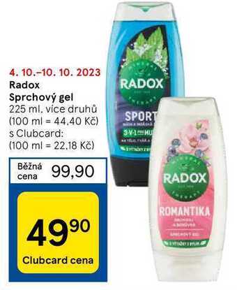 Tesco Radox sprchový gel 225 ml nabídka