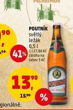 Penny Market Poutník světlý ležák, 0,5 l nabídka