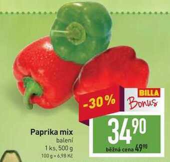 Billa Paprika mix balení 1 ks, 500 g nabídka