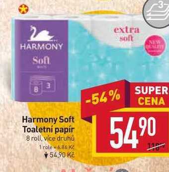 Billa Harmony soft toaletní papír 8 rolí nabídka