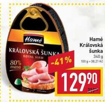 Billa Hamé královská šunka 340 g nabídka