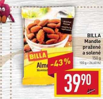 Billa Billa mandle pražené a solené 150 g nabídka