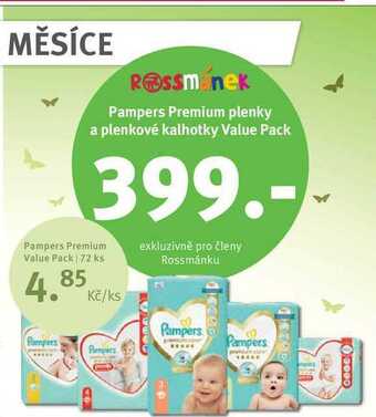 Rossmann Pampers premium value pack, 72 ks nabídka