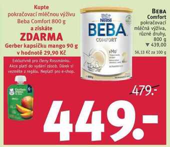 Rossmann Beba comfort pokračovací mléčná výživa, 800 g nabídka