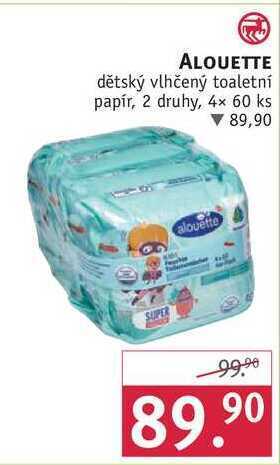 Rossmann Alouette dětský vlhčený toaletní papír, 4x 60 ks nabídka