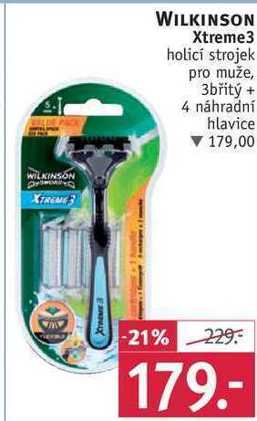 Rossmann Wilkinson xtreme3 holicí strojek pro muže, 3břitý + 4 náhradní hlavice nabídka