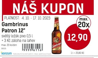 Konzum Gambrinus Patron 12° nabídka