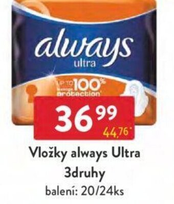 Qanto Vložky always Ultra 3druhy nabídka