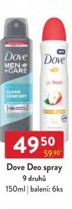 Qanto Dove Deo spray 9 druhů nabídka