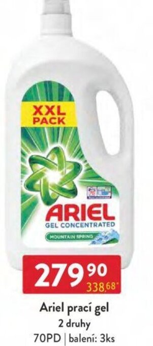 Qanto Ariel prací gel 2 druhy 70PD nabídka