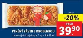 Lidl Plněný závin s drobenkou, 450 g nabídka