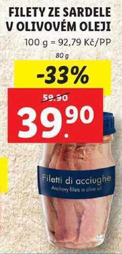 Lidl Filety ze sardele v olivovém oleji, 80 g nabídka