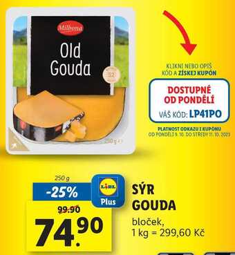 Lidl Sýr gouda, 250 g nabídka