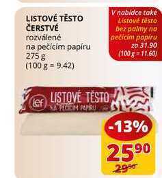 Flop Listové těsto čerstvé rozválené na pečícím papíru 275 g nabídka
