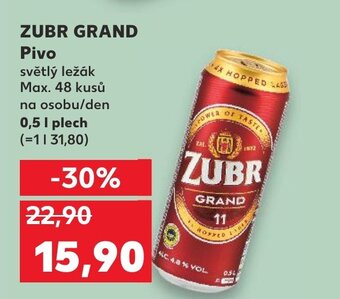 Kaufland ZUBR GRAND Pivo nabídka