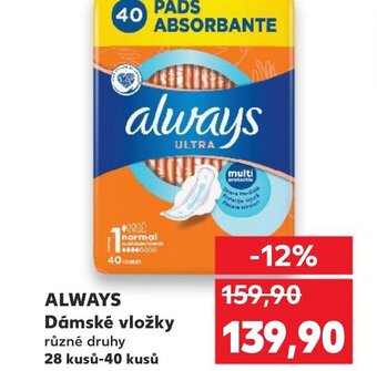 Kaufland ALWAYS Dámské vložky nabídka