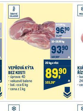 Makro Vepřová kýta bez kosti nabídka