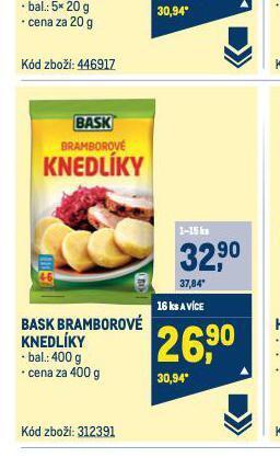 Makro Bask bramborové knedlíky nabídka