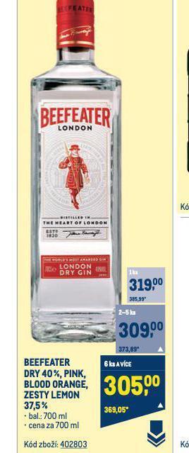 Makro Beefeater gin nabídka