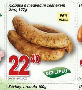 Hruška Klobása s medvědím česnekem nabídka