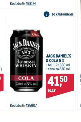Makro Jack daniel's & cola nabídka