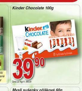 Hruška Kinder čokoláda nabídka