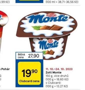 Tesco Zott monte nabídka