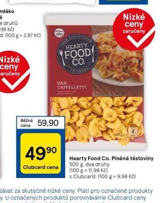 Tesco Hearty food. co. plněné těstoviny nabídka