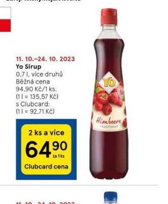 Tesco Yo sirup nabídka