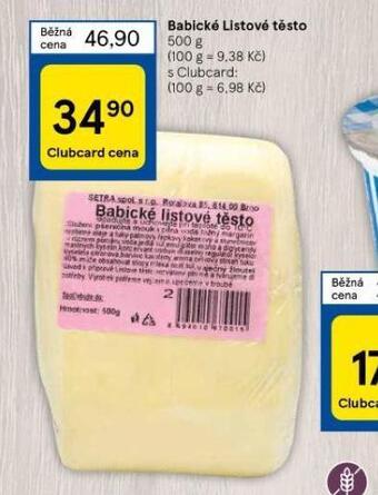 Tesco Babické listové těsto nabídka