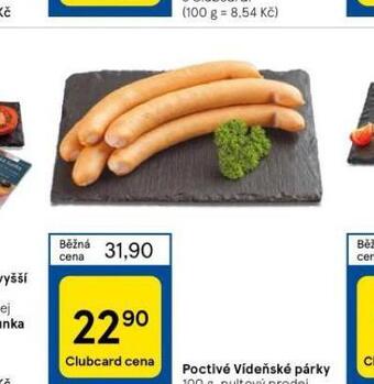 Tesco Poctivé vídeňské párky nabídka