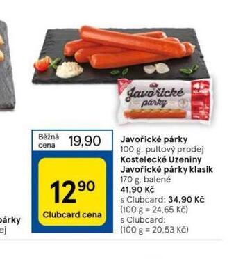 Tesco Javořické párky nabídka