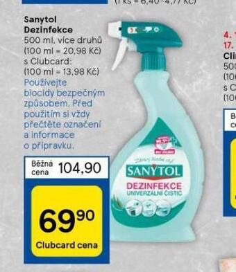 Tesco Sanytol dezinfekce nabídka