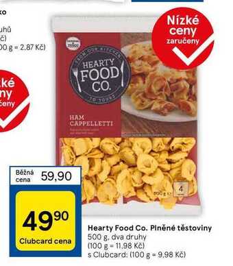 Tesco Hearty food co. plněné těstoviny 500 g nabídka