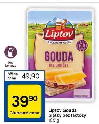 Tesco Liptov gouda plátky bez laktózy 100 g nabídka