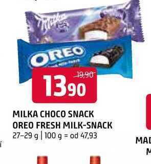 Terno Milka choco snack oreo fresh milk-snack 27-29 g nabídka