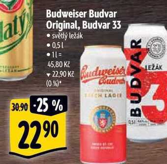 Albert Budweiser budvar original, budvar 33, 0,5 l nabídka