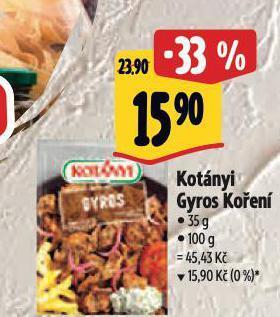 Albert Kotányi gyros koření nabídka
