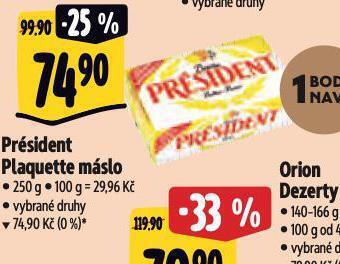 Albert Président plaquette máslo nabídka