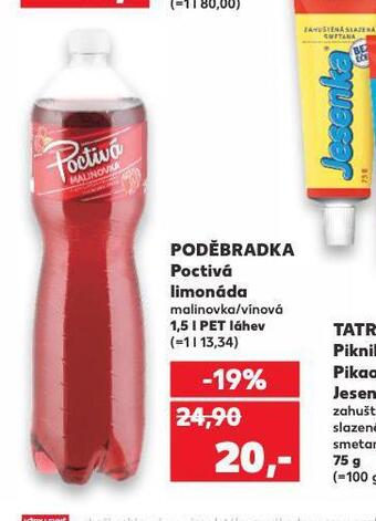 Kaufland Poděbradka poctivá limonáda nabídka