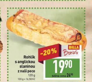Billa Rohlík s anglickou slaninou nabídka