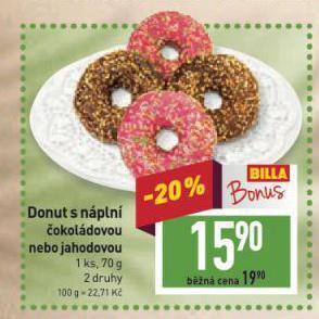 Billa Donut s náplní nabídka