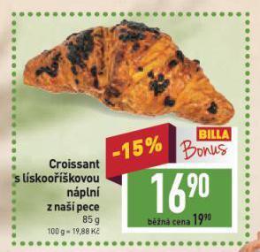 Billa Croissant s lískooříškovou náplní nabídka