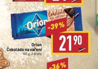 Billa Orion čokoláda na vaření nabídka