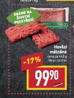 Billa Hovězí mělněné nabídka