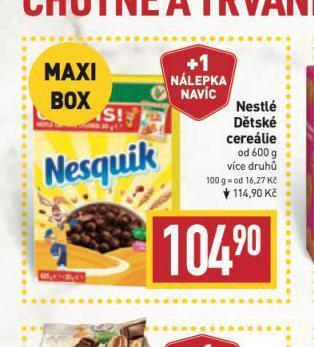 Billa Nestlé dětské cereálie nabídka